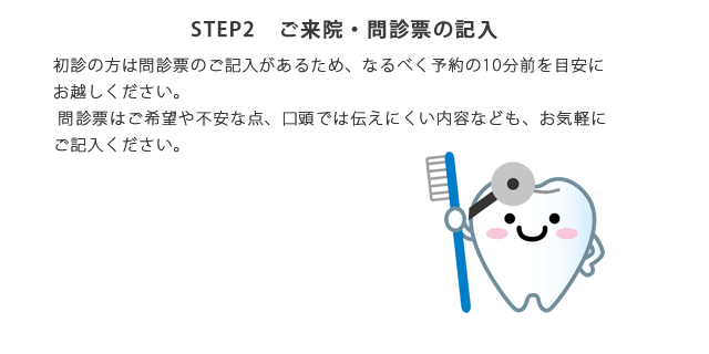 STEP2　ご来院・問診票の記入