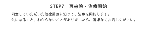 STEP7　再来院・治療開始